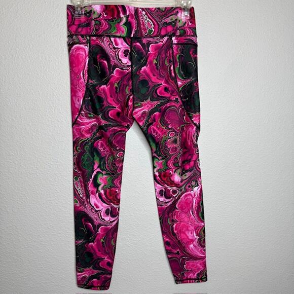 Fyounce Leggings Sz X-Large (10) Tie Dye Pink & Green Psychedelic Water Ripple - Picture 8 of 13